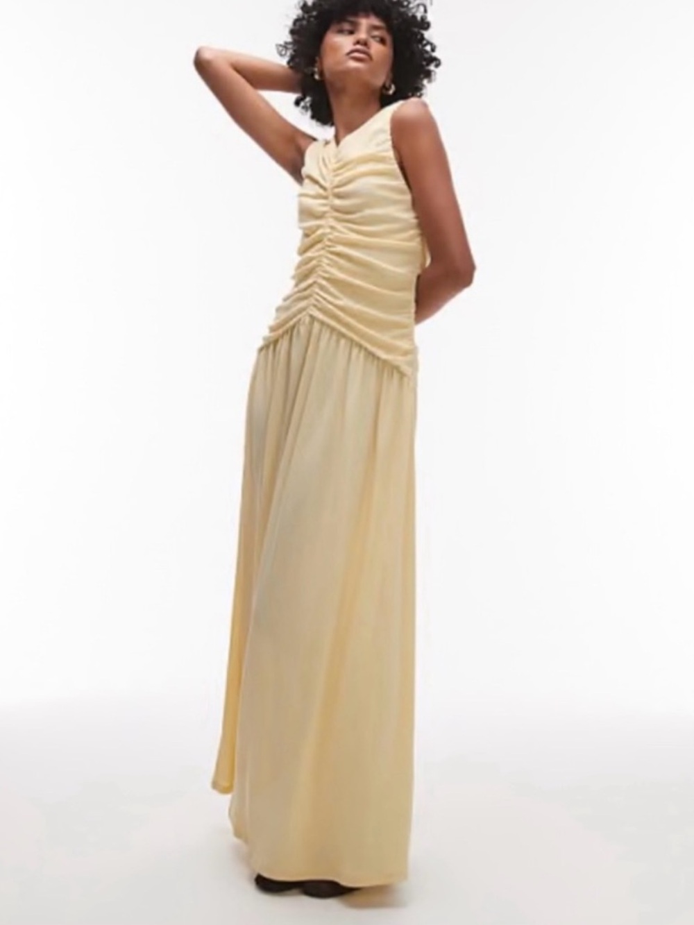 Topshop drop waist ruched maxi dress